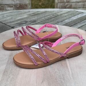 Sonoma Aishaa Pink Girl Beaded Sandals Size 5 Flat Buckle Cushioned Shoes